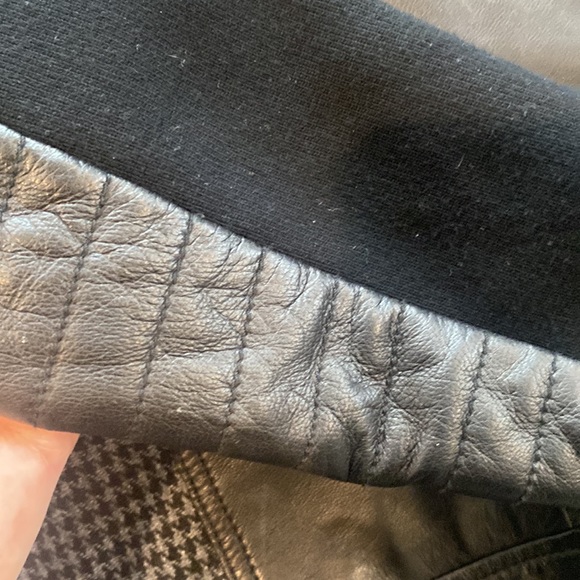 Trouve Quilted Leather & Houndstooth Moto Jacket Size Small - Picture 10 of 14
